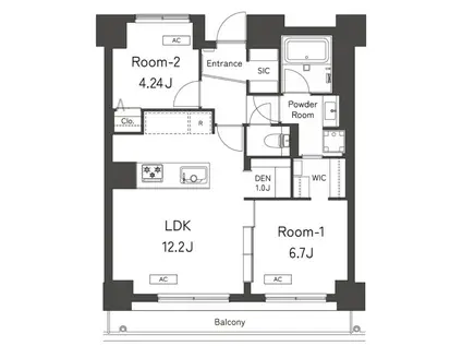 ベルヴィアージ新中野(2LDK/12階)の間取り写真