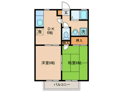 ハイツ北山II(2DK/2階)の間取り写真