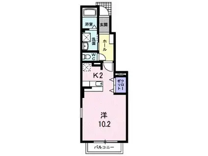 ベルコリーヌ(1K/1階)の間取り写真