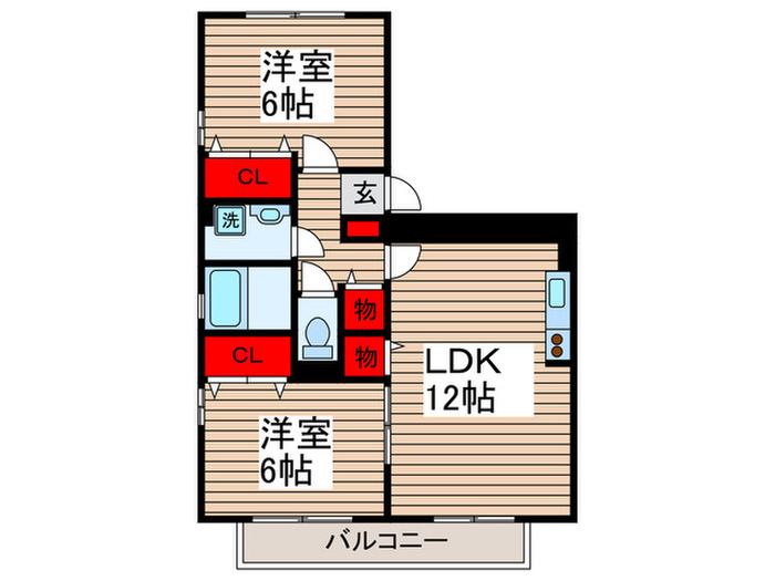 アルシオネ壱番館(2LDK/3階)の間取り写真
