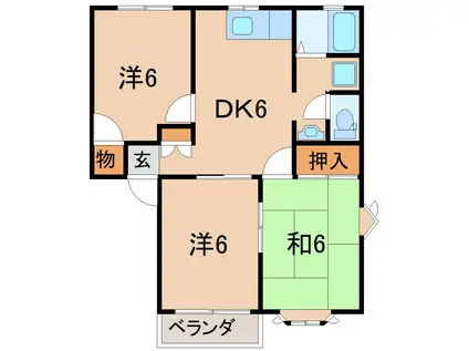 サンステージB(3DK/1階)の間取り写真