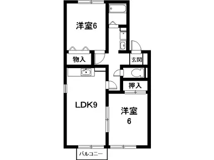 カーサ クワットロ(2LDK/1階)の間取り写真