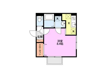 プライムステージA棟(1K/1階)の間取り写真