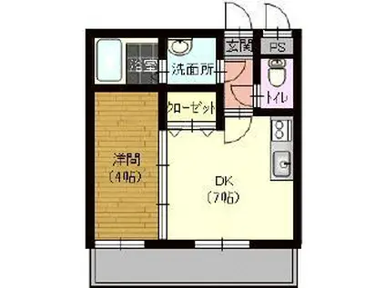 グランド・ソレーユ(1DK/4階)の間取り写真