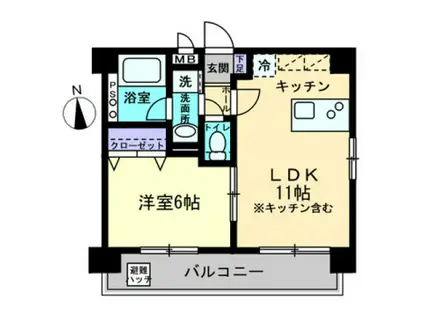 ミモザヒルズ南方(1LDK/6階)の間取り写真
