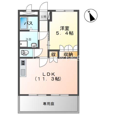 レイクレアII(1LDK/1階)の間取り写真