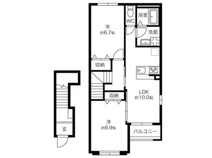 カイFROMゼファー(2LDK/2階)の間取り写真