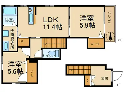シャーメゾン寿(2LDK/2階)の間取り写真