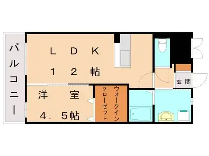 パシオンクレシア(1LDK/1階)の間取り写真