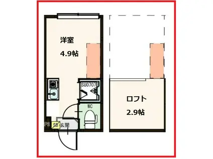 ハーモニーテラス町屋V(ワンルーム/2階)の間取り写真
