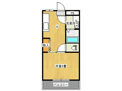 グリーンビレッジII(1DK/3階)の間取り写真