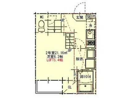 ハーモニーテラス鳴海町字丸内(1SK/1階)の間取り写真