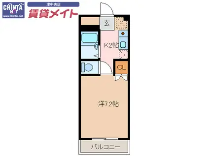 ラフィネ江戸橋(1K/2階)の間取り写真