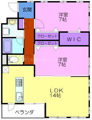 ベルフォート(2LDK/1階)の間取り写真