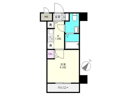 ガラステージ芝公園駅前(1K/12階)の間取り写真