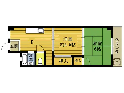 ポラリス大津(2K/4階)の間取り写真