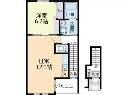 GRANDIOSE(1LDK/2階)の間取り写真