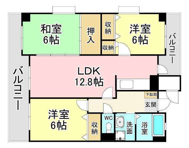 グレートハウス晩餐館(3LDK/12階)の間取り写真