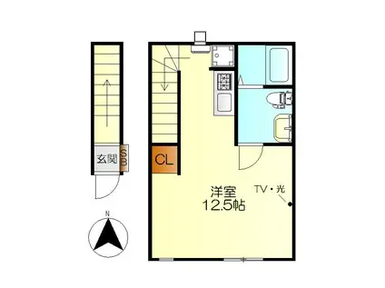 M・テラス海岸通 B棟(ワンルーム/2階)の間取り写真