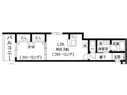 LAUREL坂下(1LDK/3階)の間取り写真