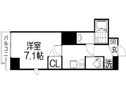 L-IDEA MINAMI HORIE(1K/3階)の間取り写真