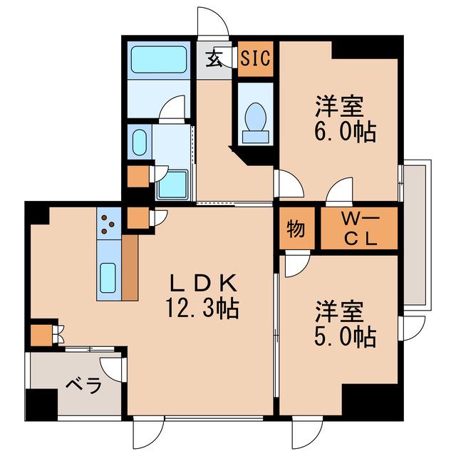 ザ・パークハウス泉一丁目(2LDK/11階)の間取り写真