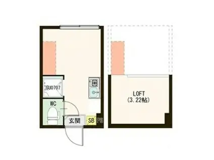 ハーモニーテラス小竹向原(ワンルーム/1階)の間取り写真