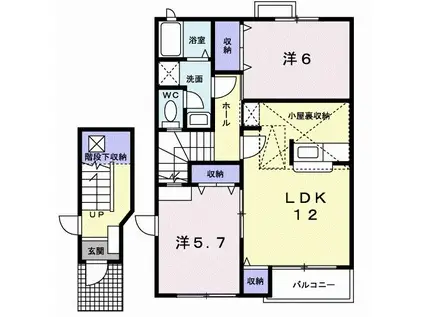 バ-シア鳴門B(2LDK/2階)の間取り写真
