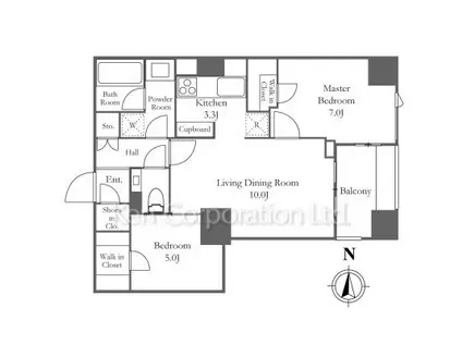 サンウッド広尾(2LDK/6階)の間取り写真