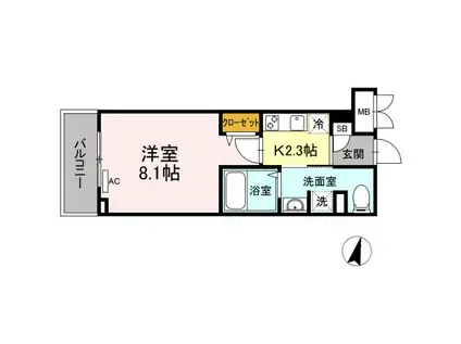 オリヴィエ宝町(1K/4階)の間取り写真