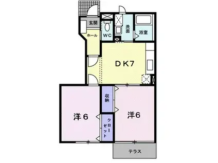 ノースショア(2DK/1階)の間取り写真