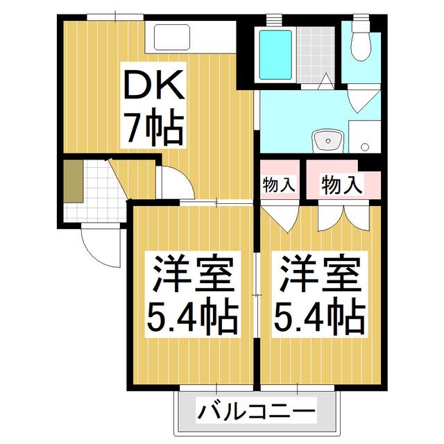 フレグランス・HONEYS棟(2DK/1階)の間取り写真