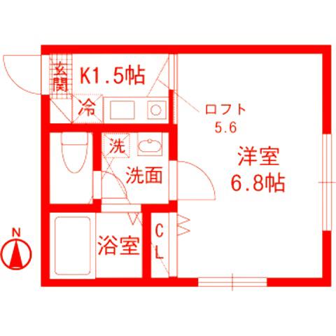 セレーノ田浦I(1K/2階)の間取り写真