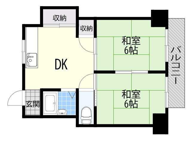グラントピア京橋(2DK/7階)の間取り写真