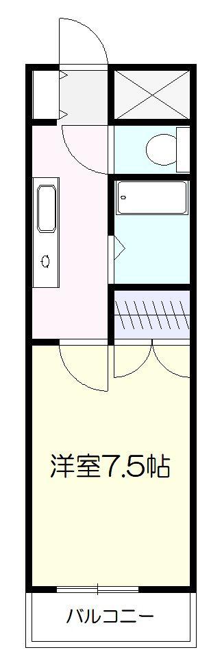 ロイヤルヒルズ文化町(1K/2階)の間取り写真