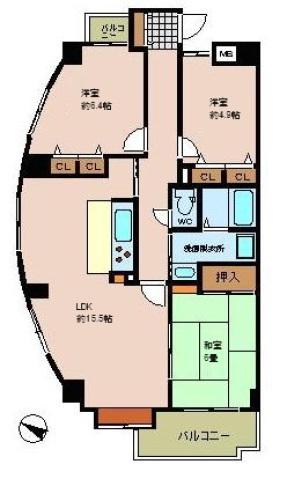 シーブリーズ東原弐番館(3LDK/5階)の間取り写真