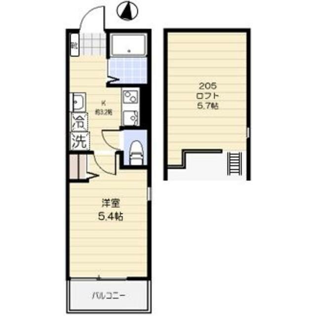 ベレッツァ中板橋(1K/2階)の間取り写真