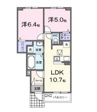 カピリナ・ヒカリ(2LDK/1階)の間取り写真