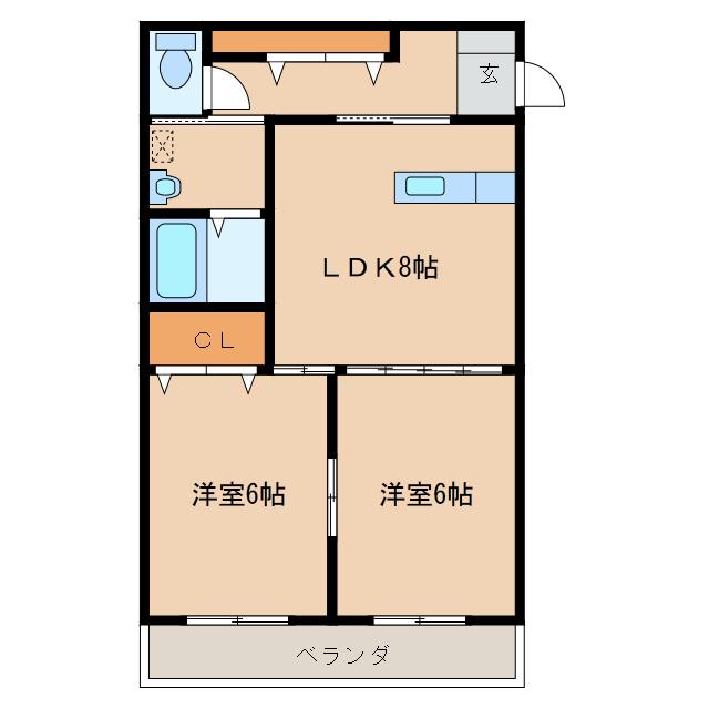 H&Sマンションすずらん(2LDK/2階)の間取り写真