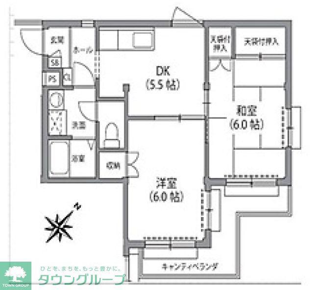 リリオ王禅寺(2DK/1階)の間取り写真