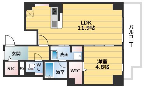 AROME梅田(1LDK/9階)の間取り写真