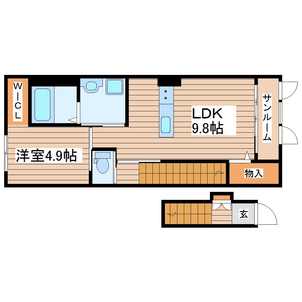 リバティコート H&MIII(1LDK/2階)の間取り写真