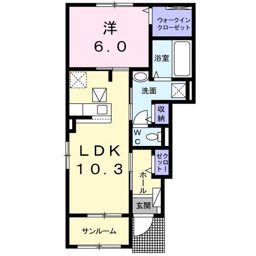CAPRICORN(1LDK/1階)の間取り写真