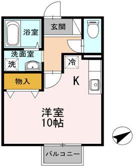 パティオ深津(ワンルーム/2階)の間取り写真