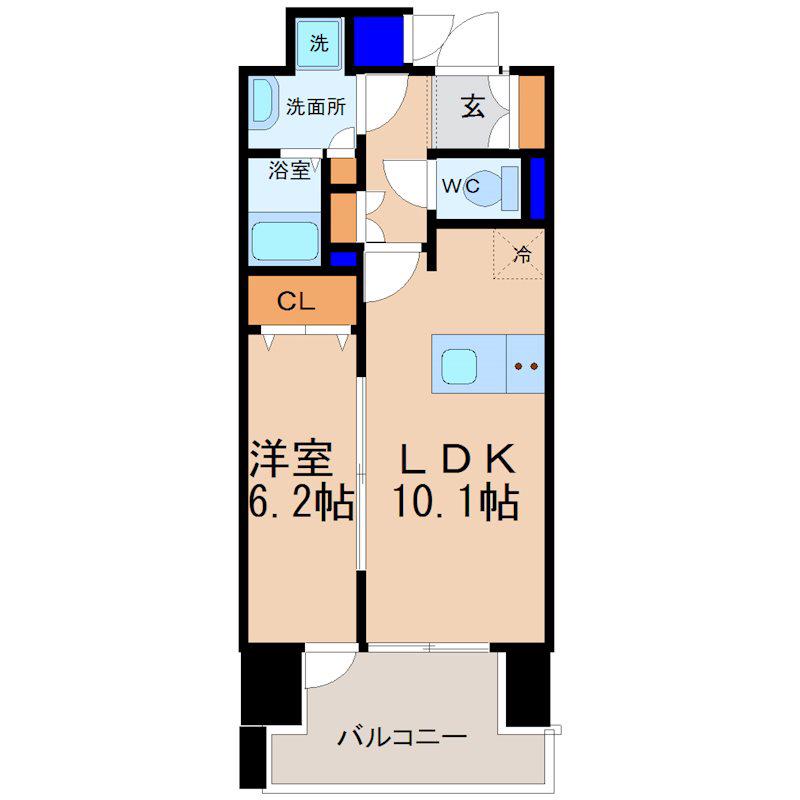 プレサンス丸の内リラティ(1LDK/3階)の間取り写真