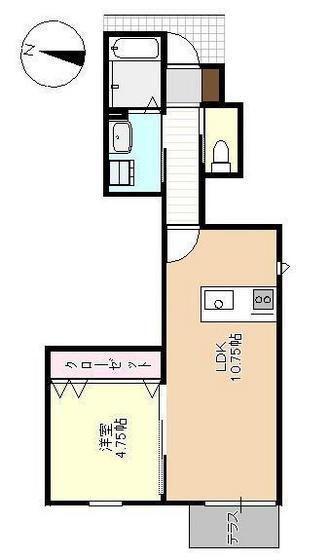 フォルティス中庄(1LDK/1階)の間取り写真