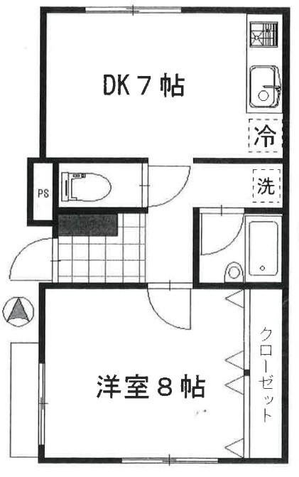 都営大江戸線 両国駅 徒歩8分 4階建 築36年(1DK/1階)の間取り写真