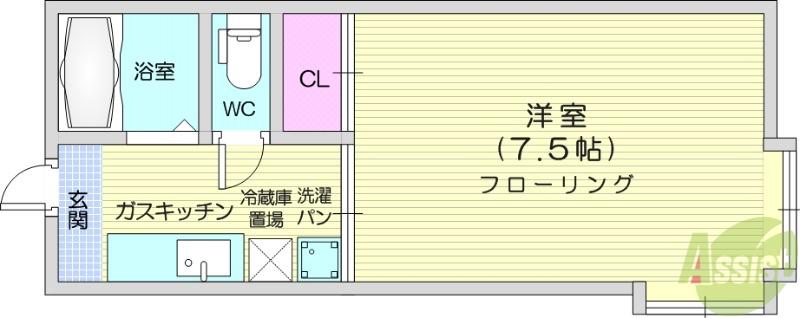 ファミールドエトワール(1K/2階)の間取り写真