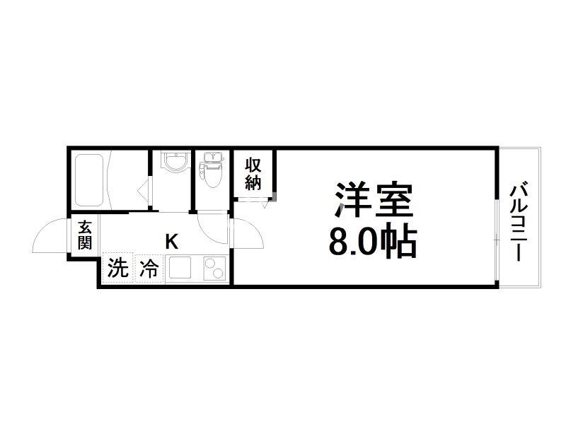 フォルトゥーナ広隆寺(1K/1階)の間取り写真