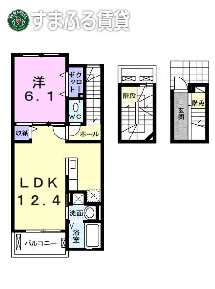 カノン フィオーレ(1LDK/3階)の間取り写真